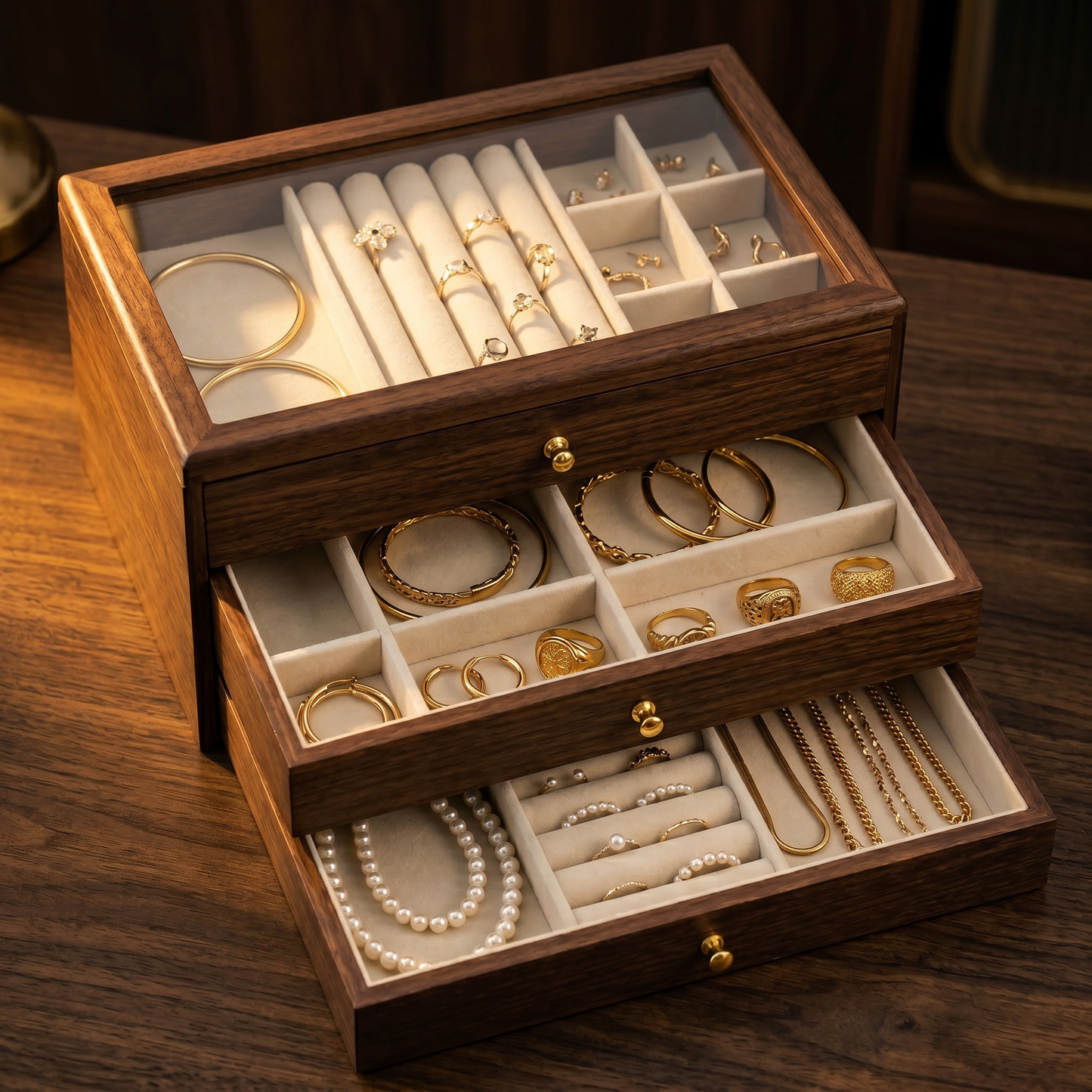 Boîte à Bijoux Femme en Bois | Coffret Rangement