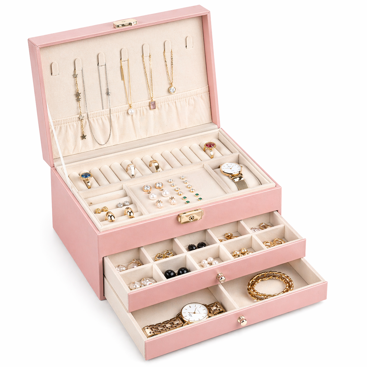 Boite à Bijoux à 3 Niveaux avec Tiroirs | Coffret Rangement