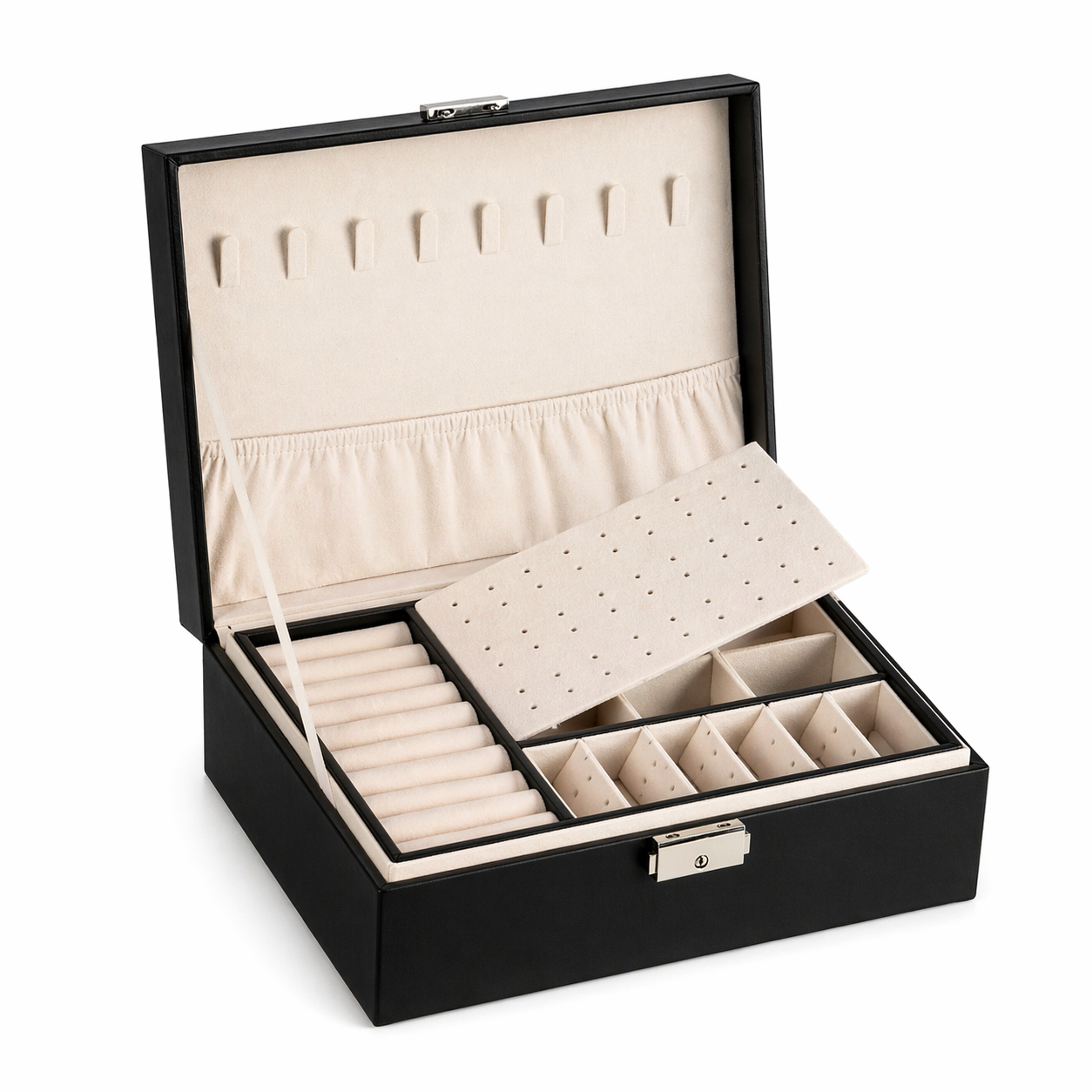 Boîte à Bijoux Voyage Femme | Organisateur Bijoux Zippé Multi-Compartiments