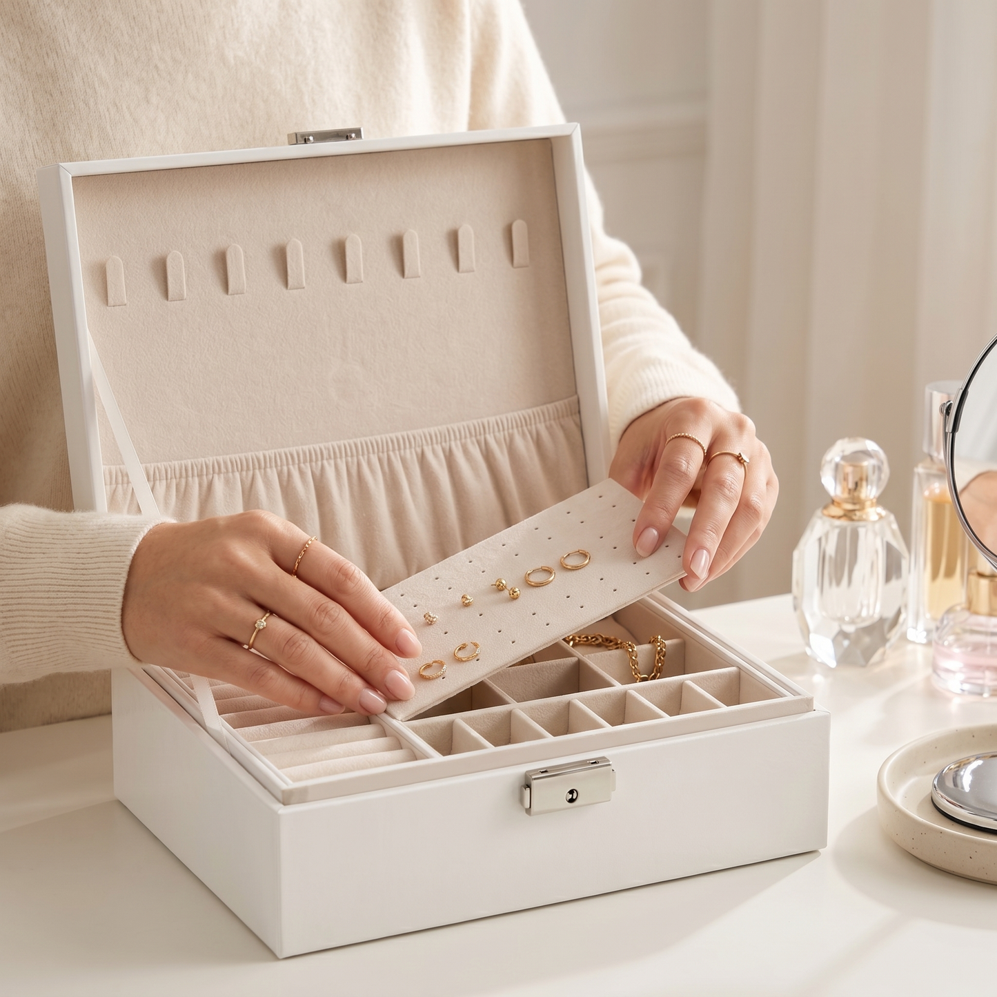 Boîte à Bijoux Voyage Femme | Organisateur Bijoux Zippé Multi-Compartiments