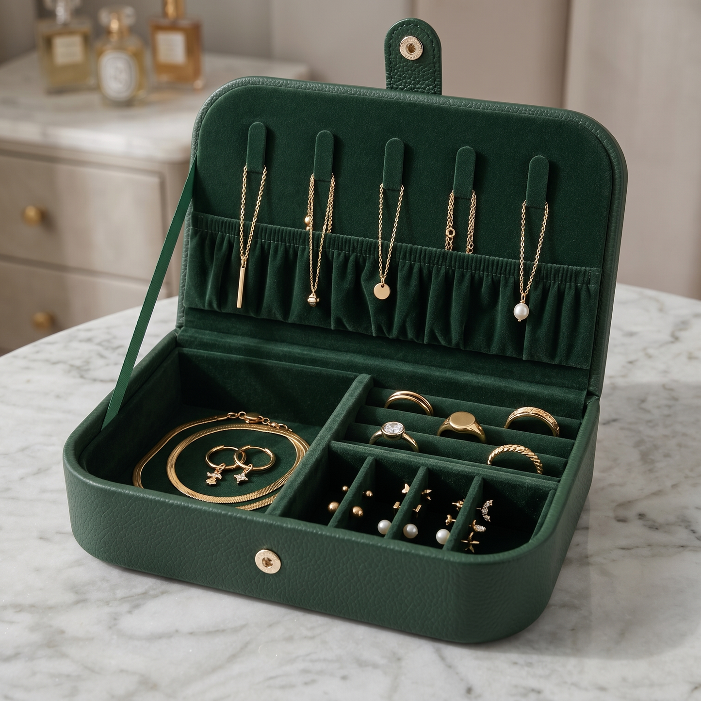 Boite à Bijoux Voyage Femme en Cuir | Organisateur Bijoux Portable avec Compartiments