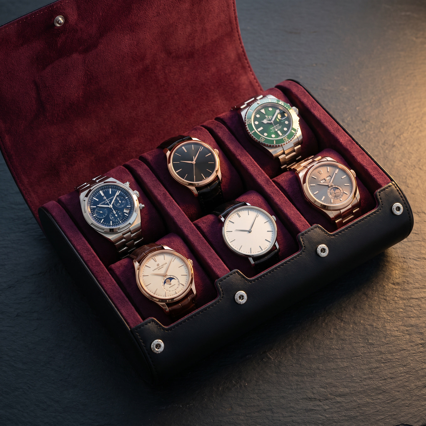 Boîte à Montres Voyage en Cuir | Grand Rouleau 6 Montres